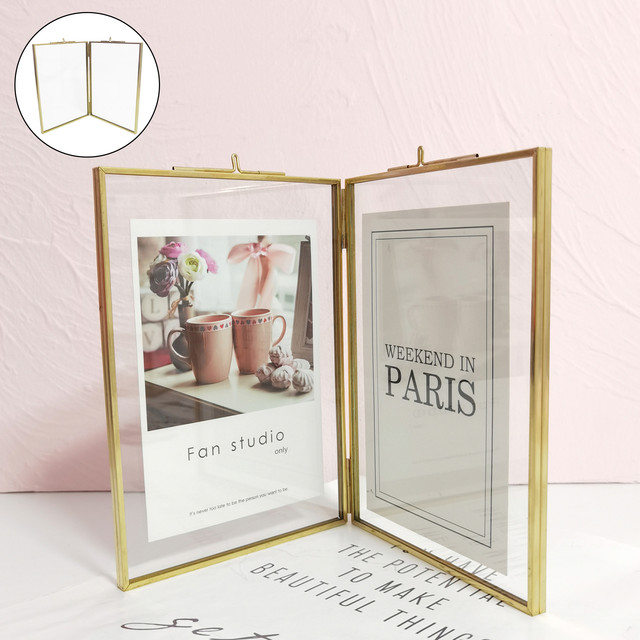 Vintage Gold Picture Frame Two Sided Photo Frames Display Holder with Chain  Geometric Shape Decorative Photo Holder Stand - AliExpress